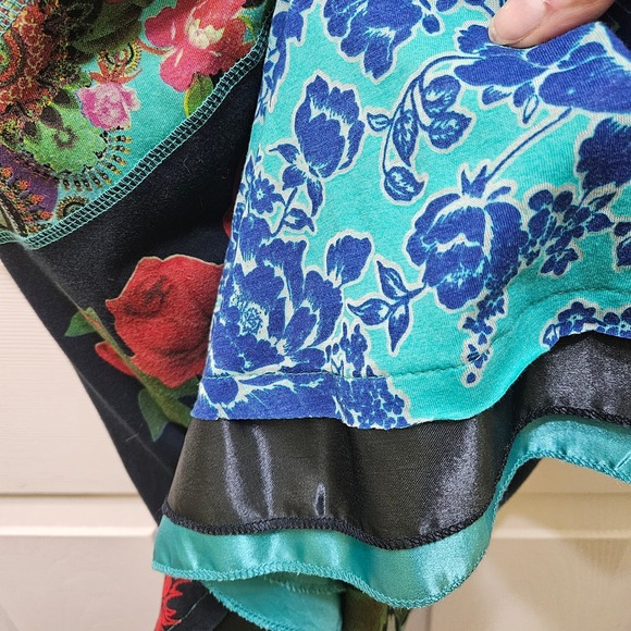 Desigual Women's Patchwork Floral Sleeveless V Neck Midi Dress Size L Boho Art - Picture 4 of 11